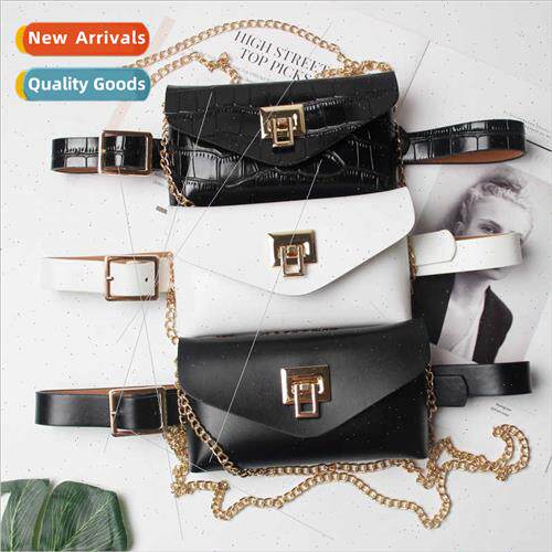 Small bag belt Ms. Korea crocodile pattern chain versatile b