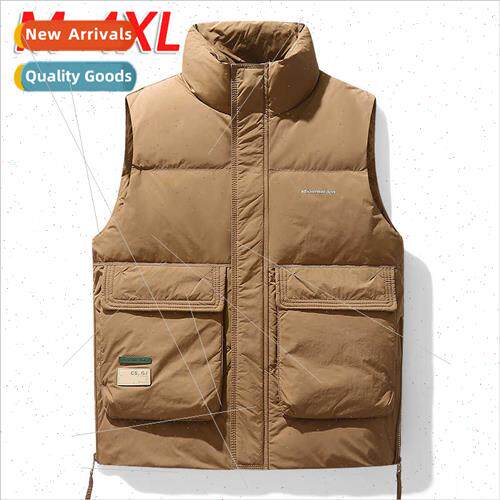 Winter down vest men fashion workwear tide stand-up collar s