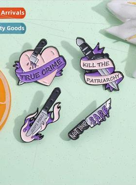 New  American creative dagger knife shape brooch cartoon cut