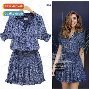 Summer Dress Women 2019 Mandarin Collar Woman Dress V-Neck