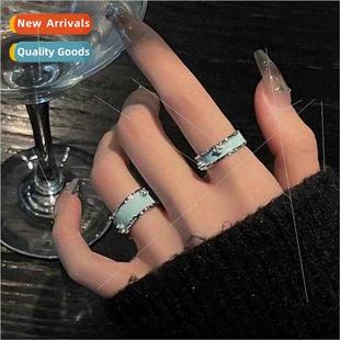 Sky ring finger simple open index glaze drip blue niche