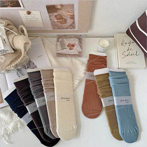 Socks women thin velvet pile pile socks rolled vertical stri