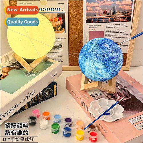 DIY hand-painted planet lamp creative coloring graffi moon l