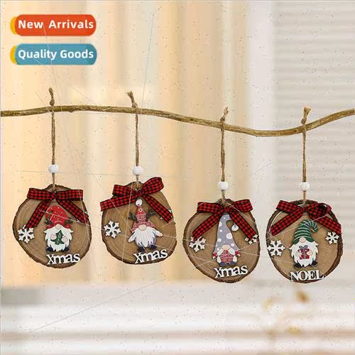 Christmas bow wooden sign decorations log hanging Christmas