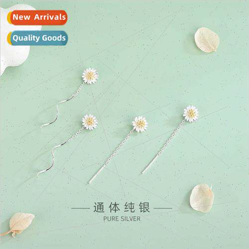 s925 silver Korea small daisy earrings Mori lerature chrysan