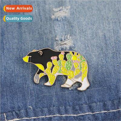 creative brooch cartoon cute colorful cactus bear brooch ver