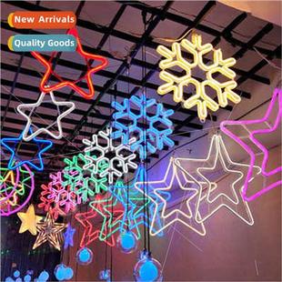 Pentagram snowflake moon decorative lights outdoor set shopp
