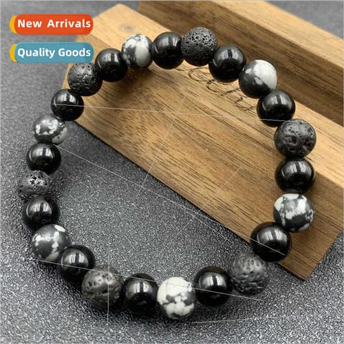 New  volcanic stone snowflake black beads beads bracelet men