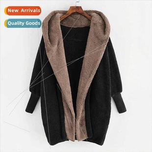 Outer Loose Cardigan Thr Sweatshirt Colorblocking New Hooded