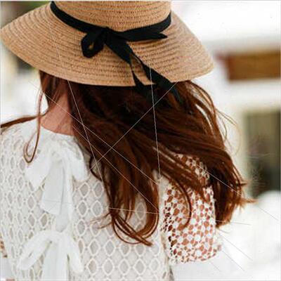 Beach straw hat sun hat Korean foldable hat Ms. large brimme