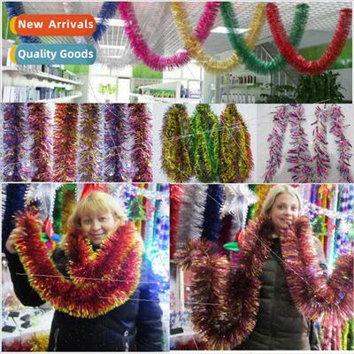 Stairway handrail decoration Christmas color stripes wool st