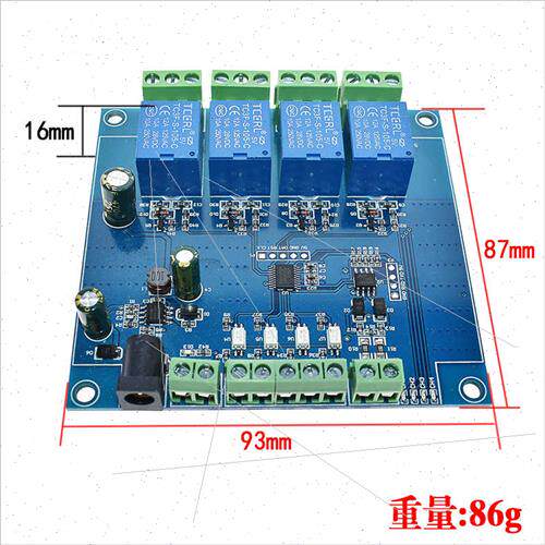 Modbus-Rtu7-24V Quad Relay Module Swching Input/Output RS485