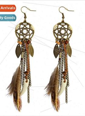 New earrings dreamcatcher feather leaf earrings earrings stu