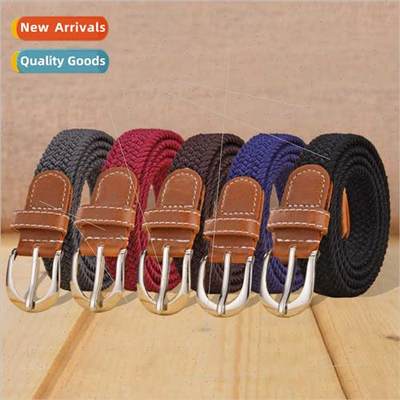 New -porous canvas braided elastic waistband men casual vers