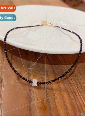 Sweet cool cold wind black crystal zirconia cylinder collarb