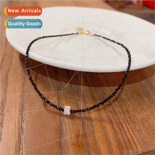 wind collarb Sweet cold zirconia cylinder crystal cool black