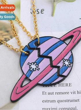 Europe Necklace Planet Pink Orbal Splicing Men Women Couple