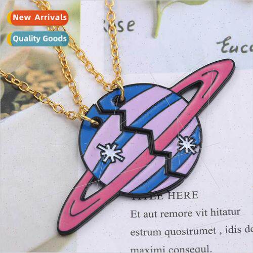 Europe Necklace Planet Pink Orbal Splicing Men Women Couple