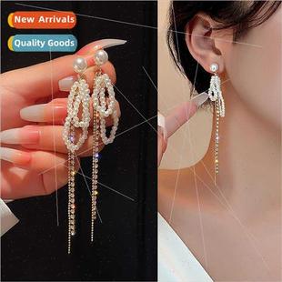 earrings fall wild pearl fashion tassel Korea long winter