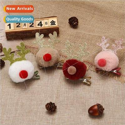 Christmas fur ball elk clip cute felt cloth soft cute anchor