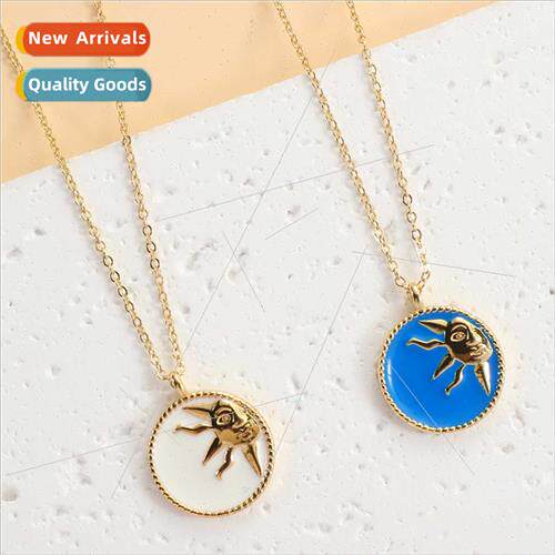 che Oval Pendant Friendship Necklace Alloy Sun Round Plaque