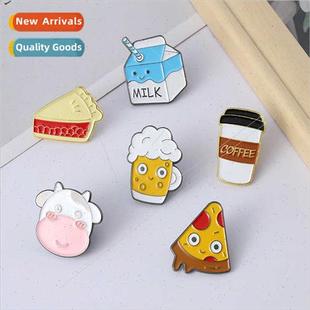 Cartoon Cute Milk Jewelry Coffee Brooch Cup Sha Alphabet