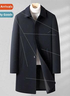 Tweed coat jacket men fall winter in long senior sense padde
