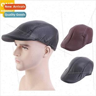 women Brish hat beret tongue Men duck Leather retro