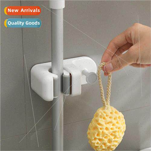 No-hole mop hook shelf multifunctional broomstick sticky hoo
