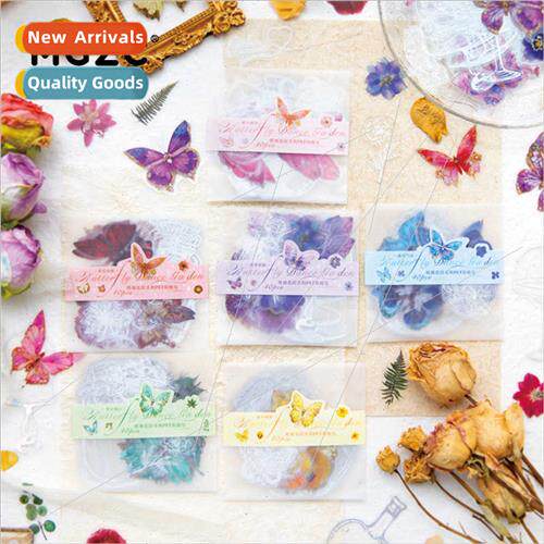 Butterfly garden PET sticker pack vintage butterfly floral h