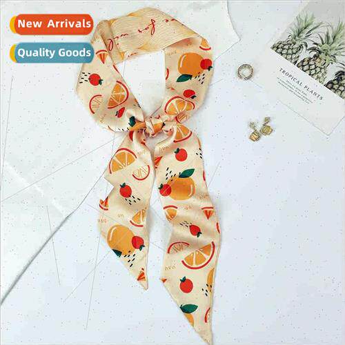 Japan Korea sweet orange printing cartoon fru small silk sca