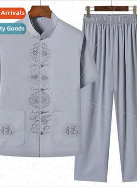 Tang su men middle-aged elderly cotton linen short-sleeved s