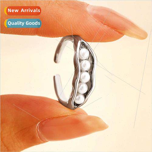 New pod-shaped inlaid imation pearl ring niche French temper
