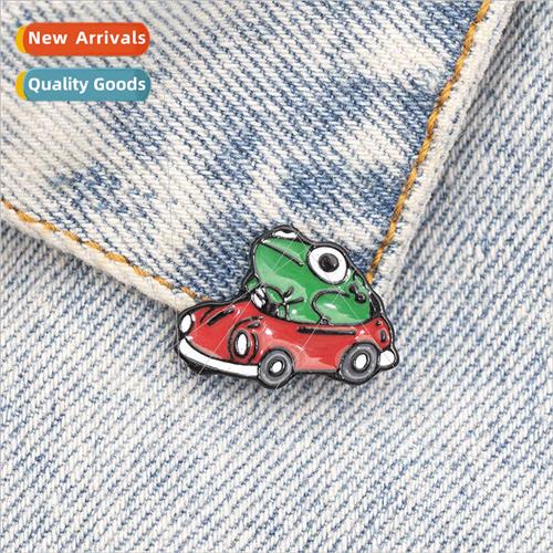 Cartoon naughty naughty frog driving a car creative homo all