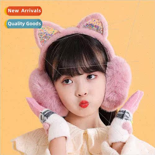 Earmuffs warm winter girls Korean  cute cat ears children ch