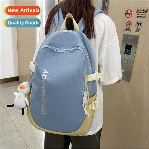 ins middle school students schoolbag female Korean large cap
