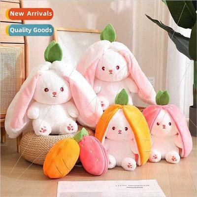 Strawberry rabb doll transming bunny plush toy doll doll gir