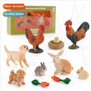 Small Set Rooster Pup Model Farm Scene Animal Volume Poultry