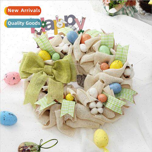 New Products Easter Decorations Sateen Easter Egg Wreath Han