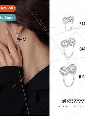 S999 silver Shambhala U-shaped double diamond ball earrings