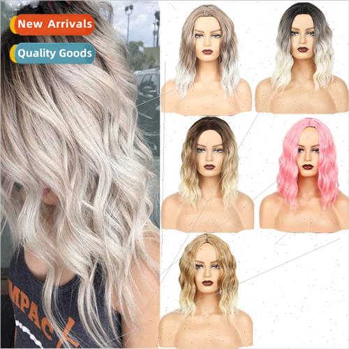 Full head wig fashion short hair curly hair two colors gradi