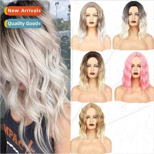 fashion short colors head gradi two wig curly Full hair