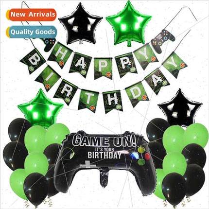Game Gaming Theme Birthday Balloon Set Gamepad Fishtail Pull