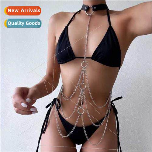 Europe punk sexy chain erotic leather necklace chest chain b