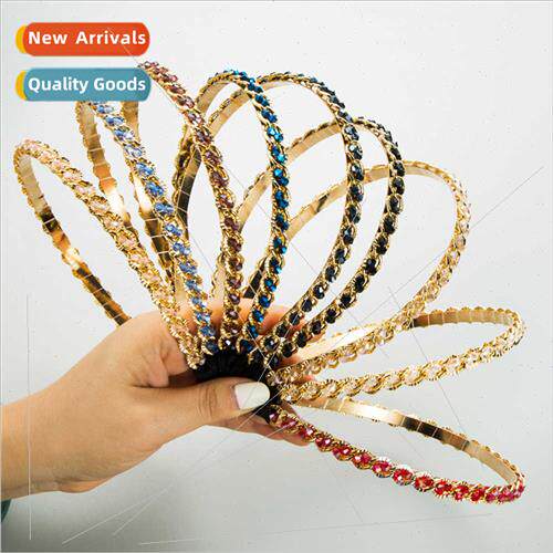 New retro metal hair bands Korean crystal chain winding head