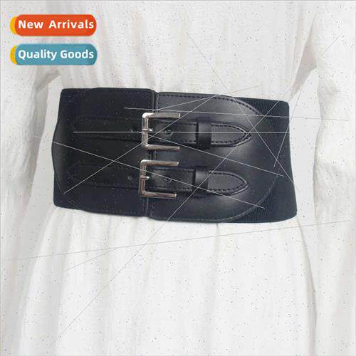 Women sweater coat wide belt versatile leather dress elastic