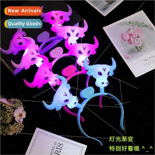 Glowing cow hair bands New Year flash cow head hair accessor