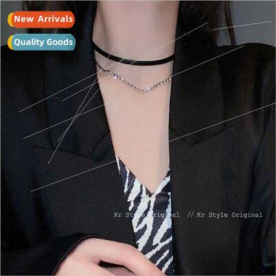 Double layered stacking necklace female fall winter ins leat