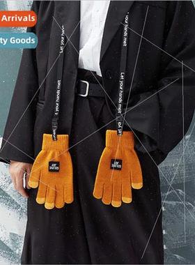 Autumn and winter wool knted gloves men outdoor warm touch s