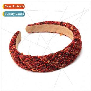 elegant red fashion Year versatil bands wine hair New plaid